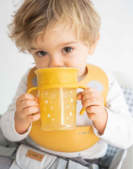 Saro Amazing Cup Bicchiere Antigoccia con manici 270 ml Giallo - Emotions Toy