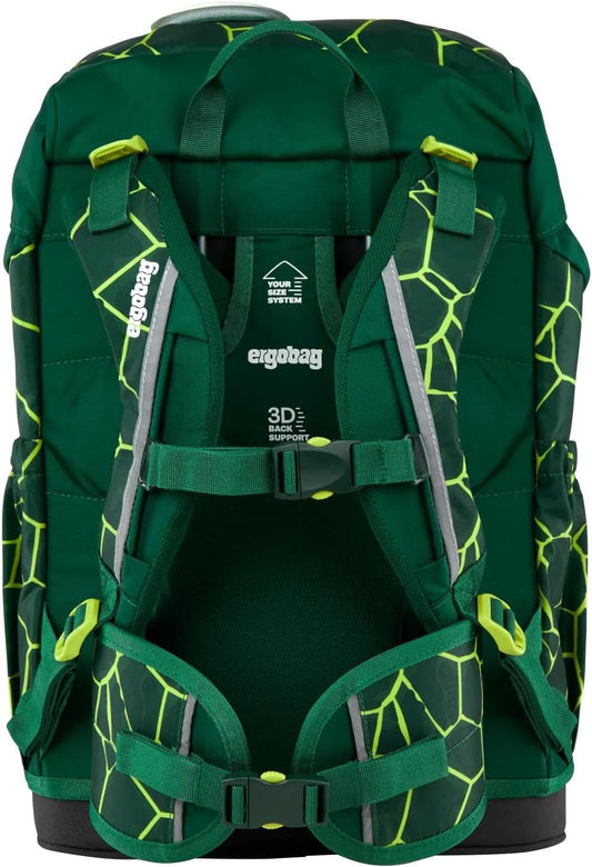 Zaino ergobag Flex BearRex per scuola elementare con design colorato e spazioso, ideale per bambini, vista frontale.