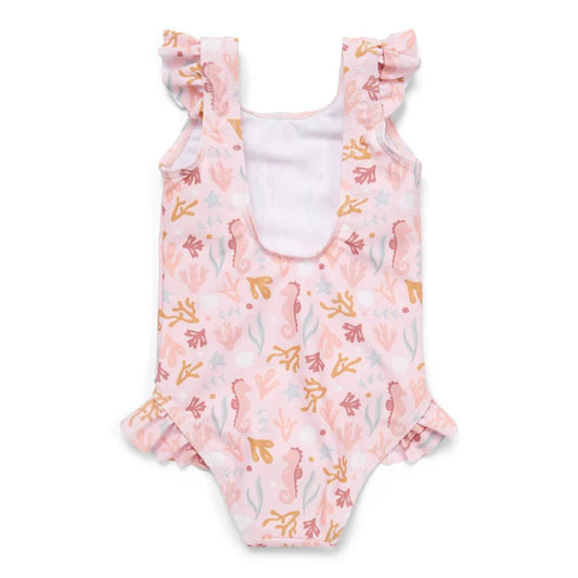 Costume da bagno Little Dutch Ocean Dreams rosa con volant, taglia 62/68, per bimbi 3-6 mesi, abbigliamento mare femminile.