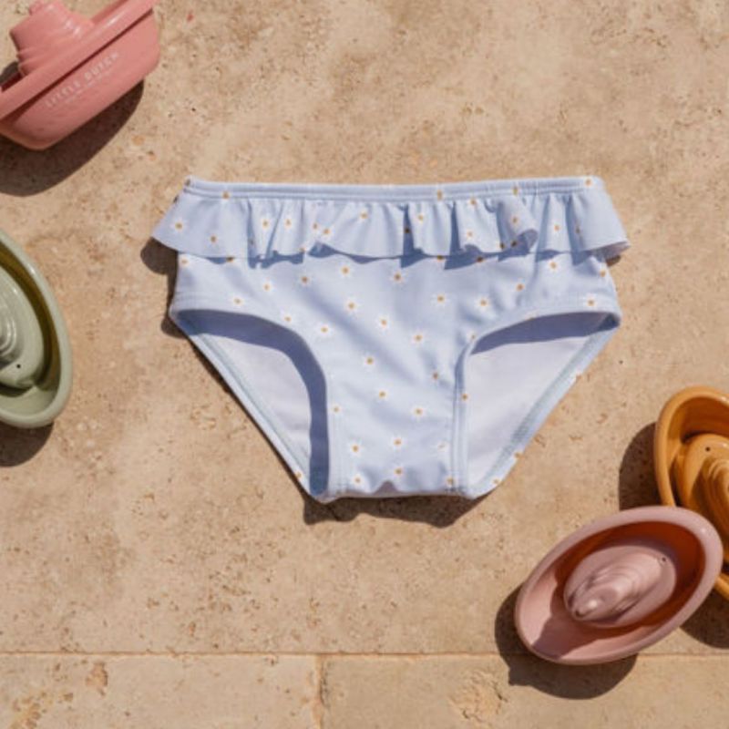 Costume da mare Little Dutch con volant per bambina Daisy Blue, bikini con mutandina, taglia 62/68, età 3-6 mesi, immagine frontale