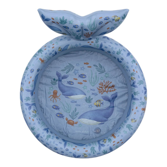 Piscina gonfiabile Little Dutch Ocean World blu da 80 cm, ideale per il mare e il divertimento estivo per bambini.