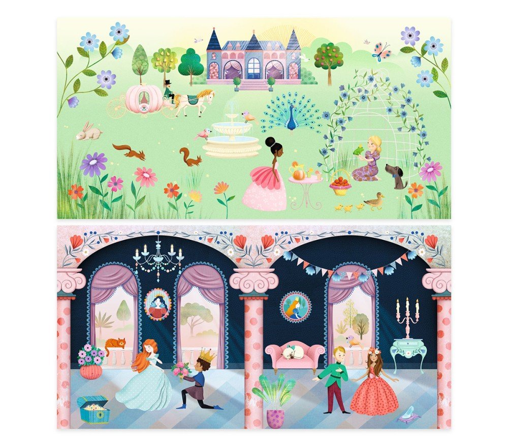 Djeco Stickers attacca stacca Vita nel castello - Emotions Toy