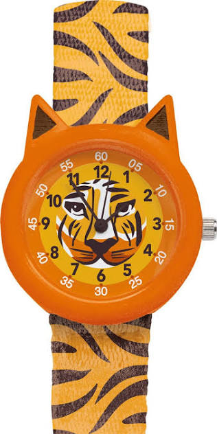 Orologio al quarzo Djeco Ticlock con design di tigre, dettagli colorati e cinturino resistente, perfetto per bambini.