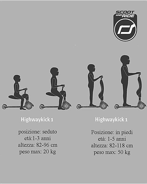Scoot & Ride Monopattino e Triciclo 2in1 Highwaykick 1 Giallo Limone - Da 1 a 5 anni
