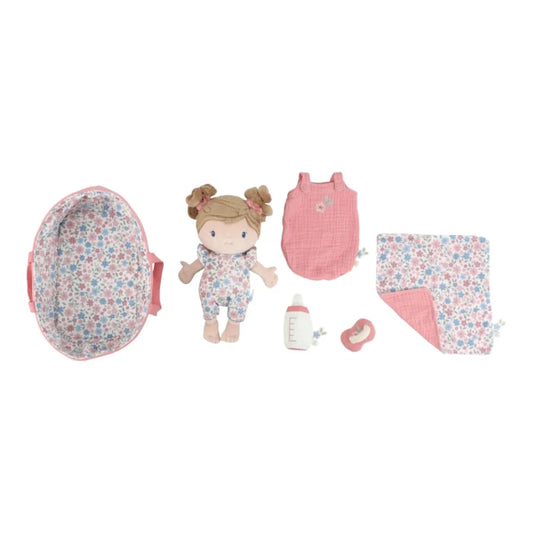 Bambola in tessuto Little Dutch New Baby Doll Rosa con dettagli morbidi e realistici, per neogenitori e bambine.