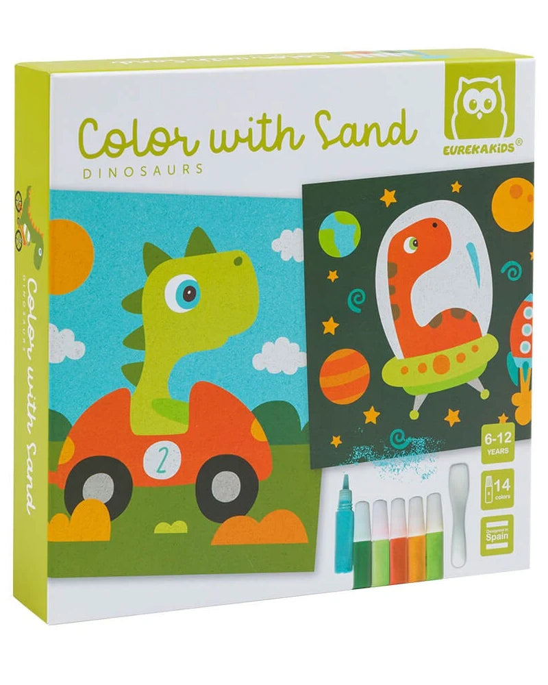 Eurekakids  Set per colorare la sabbia a tema dinosauri