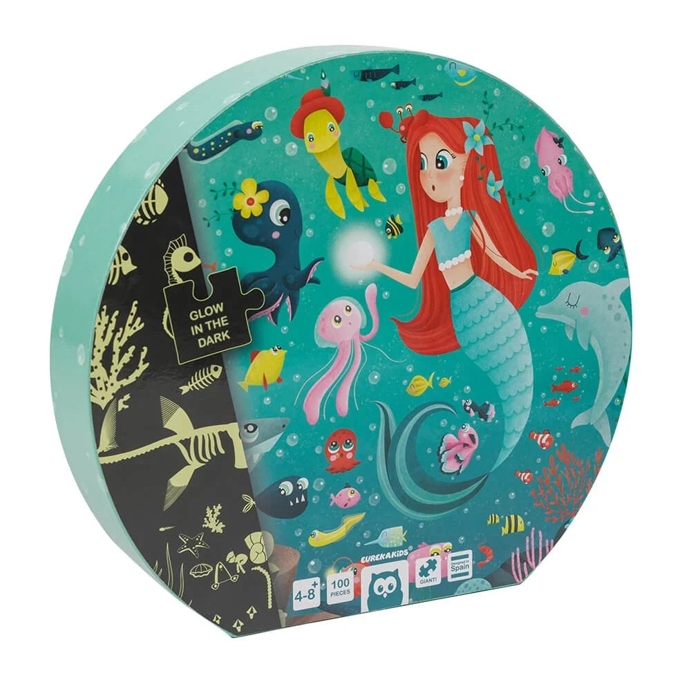 Eurekakids Puzzle gigante fosforescente da 100 pezzi, età 4A+ - Sirene