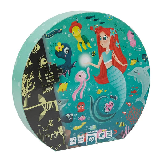 Eurekakids Puzzle gigante fosforescente da 100 pezzi, età 4A+ - Sirene