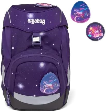 Zaino ergonomico ergobag Prime BearGASUS per scuola elementare, con design colorato e spallacci regolabili.