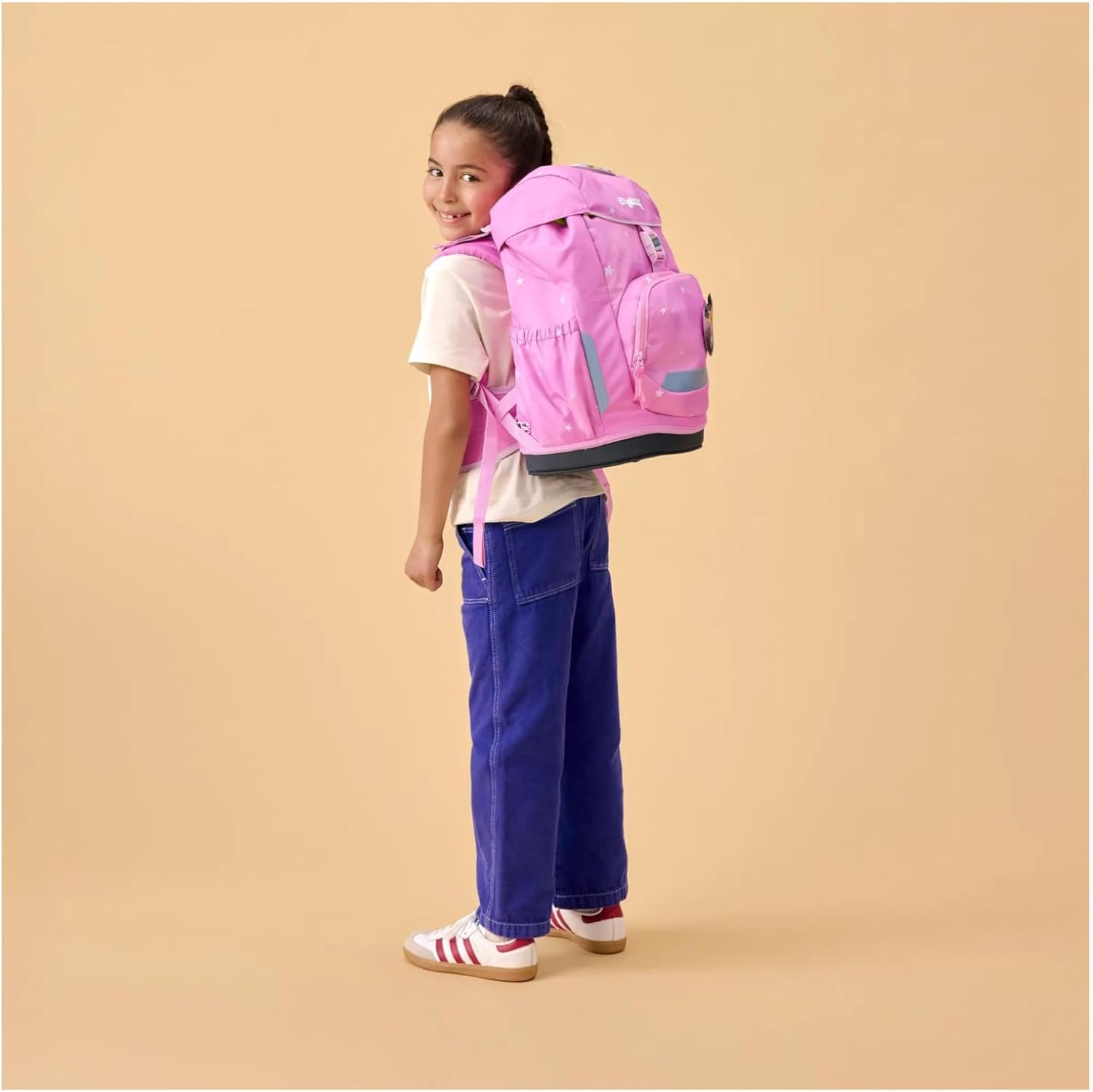 Zaino ergobag Flex Magic CloudBear per scuola elementare, con design colorato e spazioso per bambini.