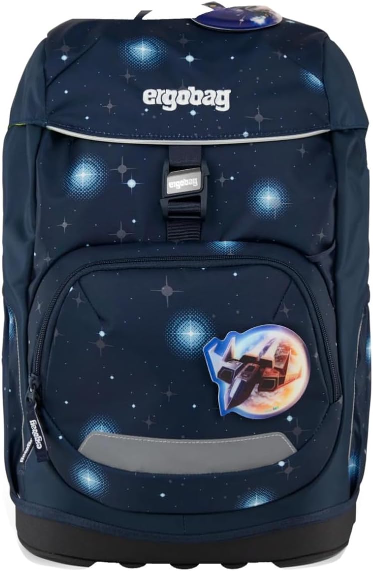 Zaino ergonomico ergobag Flex AtmosBear per scuola elementare, con design colorato e scomparti spaziosi per bambini.