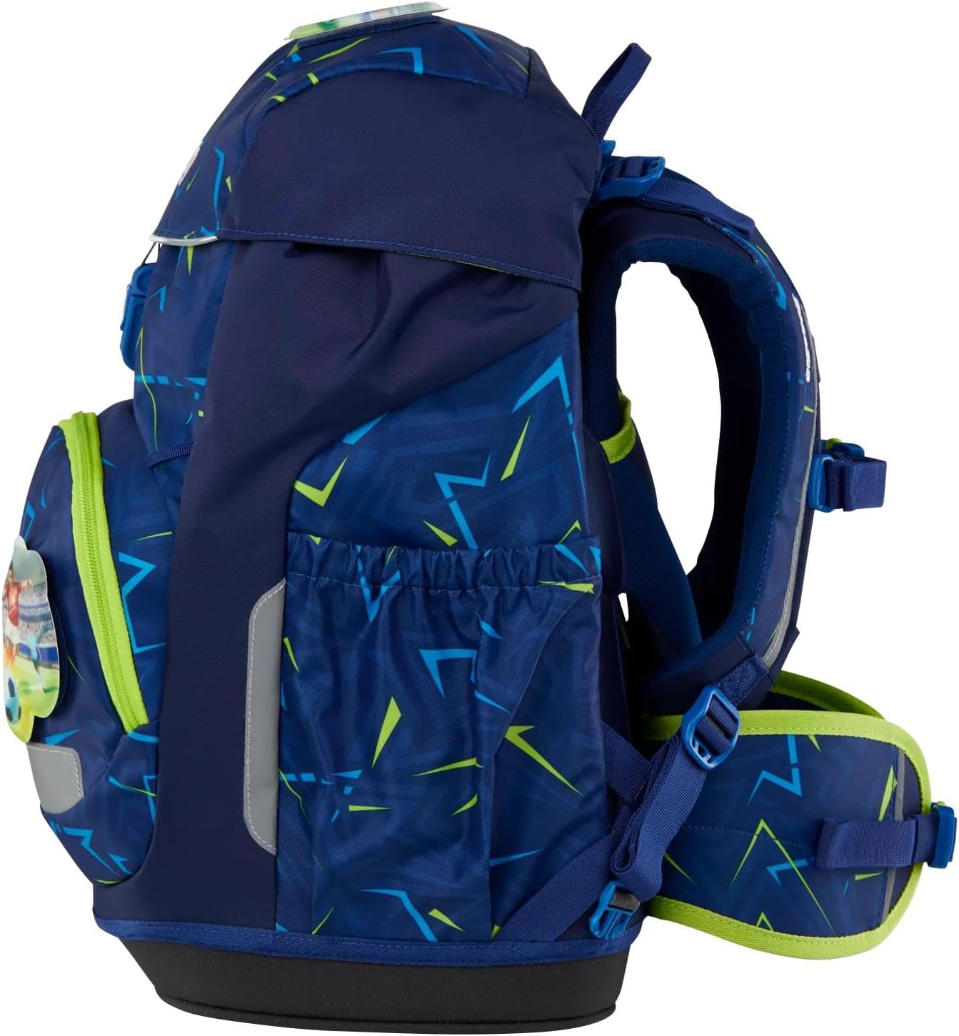 Zaino ergobag Flex per scuola elementare, front Runbear, in tessuto resistente, con scomparti spaziosi e design colorato.