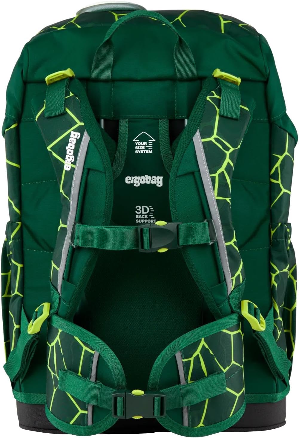 Zaino ergobag Flex BearRex per scuola elementare con design colorato e spazioso, ideale per bambini, vista frontale.