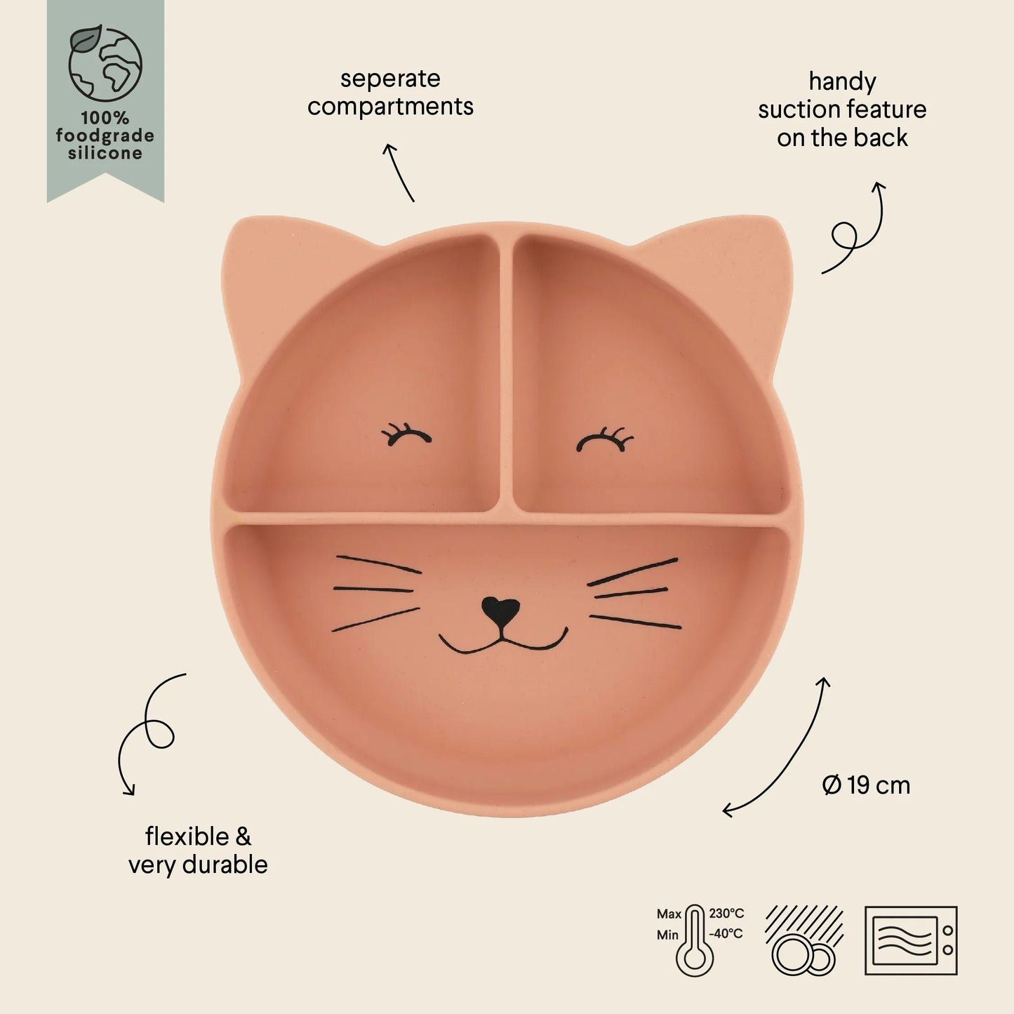 Trixie Piatto in silicone con ventosa Mrs.Cat