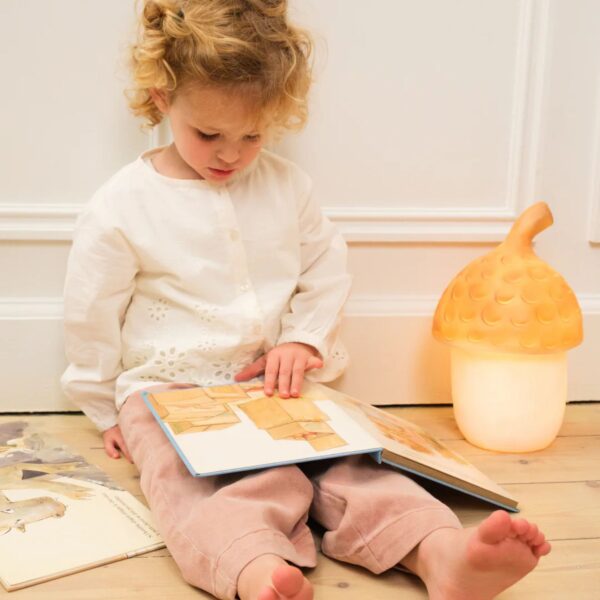 Luce notturna Egmont Toys Ghianda colore mattone con design a forma di ghianda, illuminazione calda e accogliente.