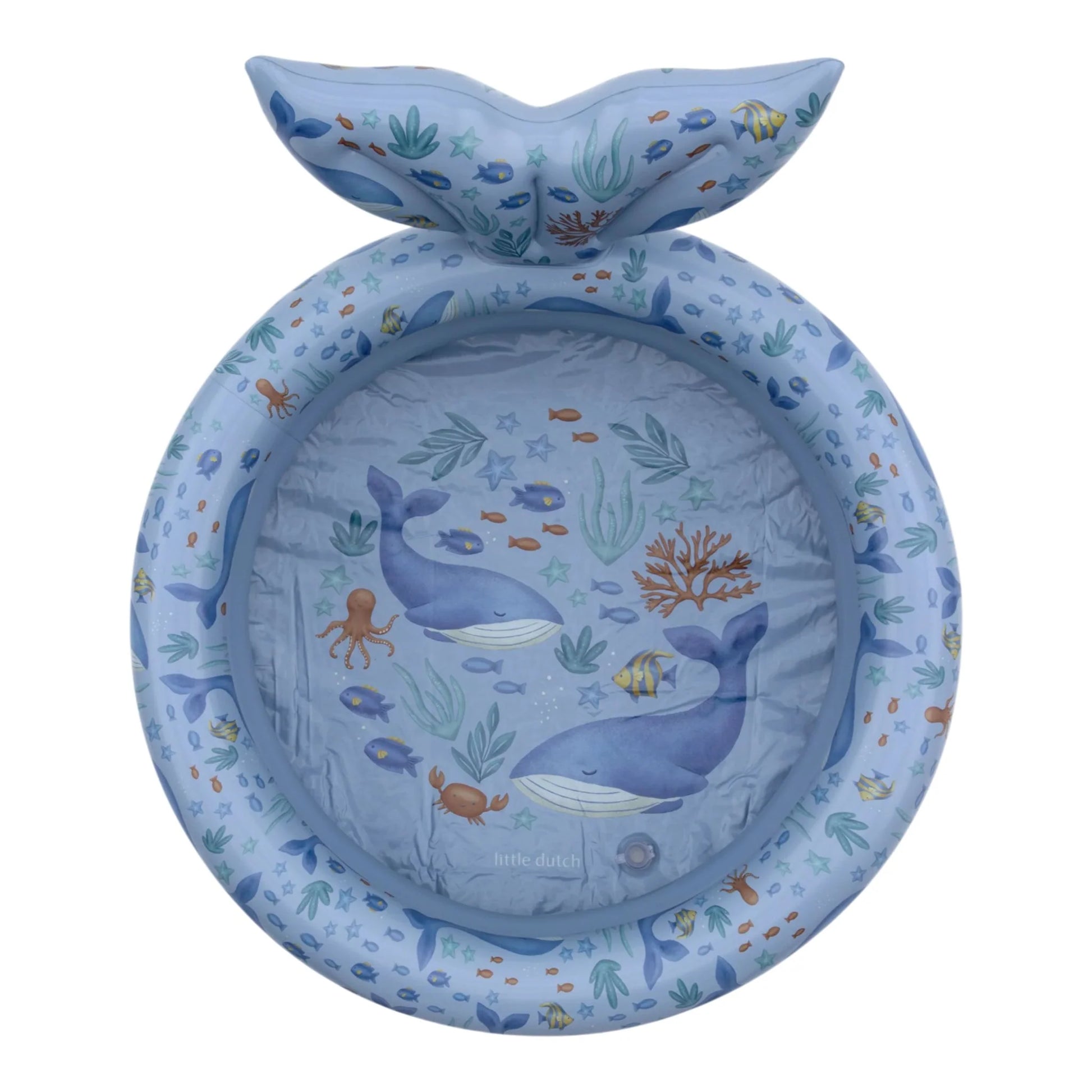 Piscina gonfiabile Little Dutch Ocean World blu da 80 cm, ideale per il mare e il divertimento estivo per bambini.