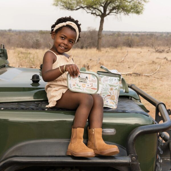 Borsa frigo Little Dutch Safari Friends con motivo animali, portatile e resistente, ideale per alimenti e snack all'aperto.