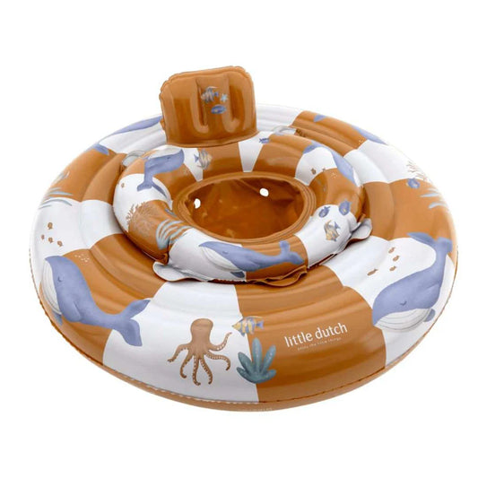 Salvagente gonfiabile Little Dutch Ocean World per bambini, design marino con animali e colori vivaci, sicuro per il mare e piscina