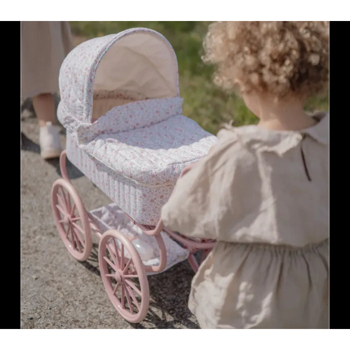 Carrozzina per bambole Little Dutch Soft Flowers in metallo con design floreale, accessori bambole per bambini.