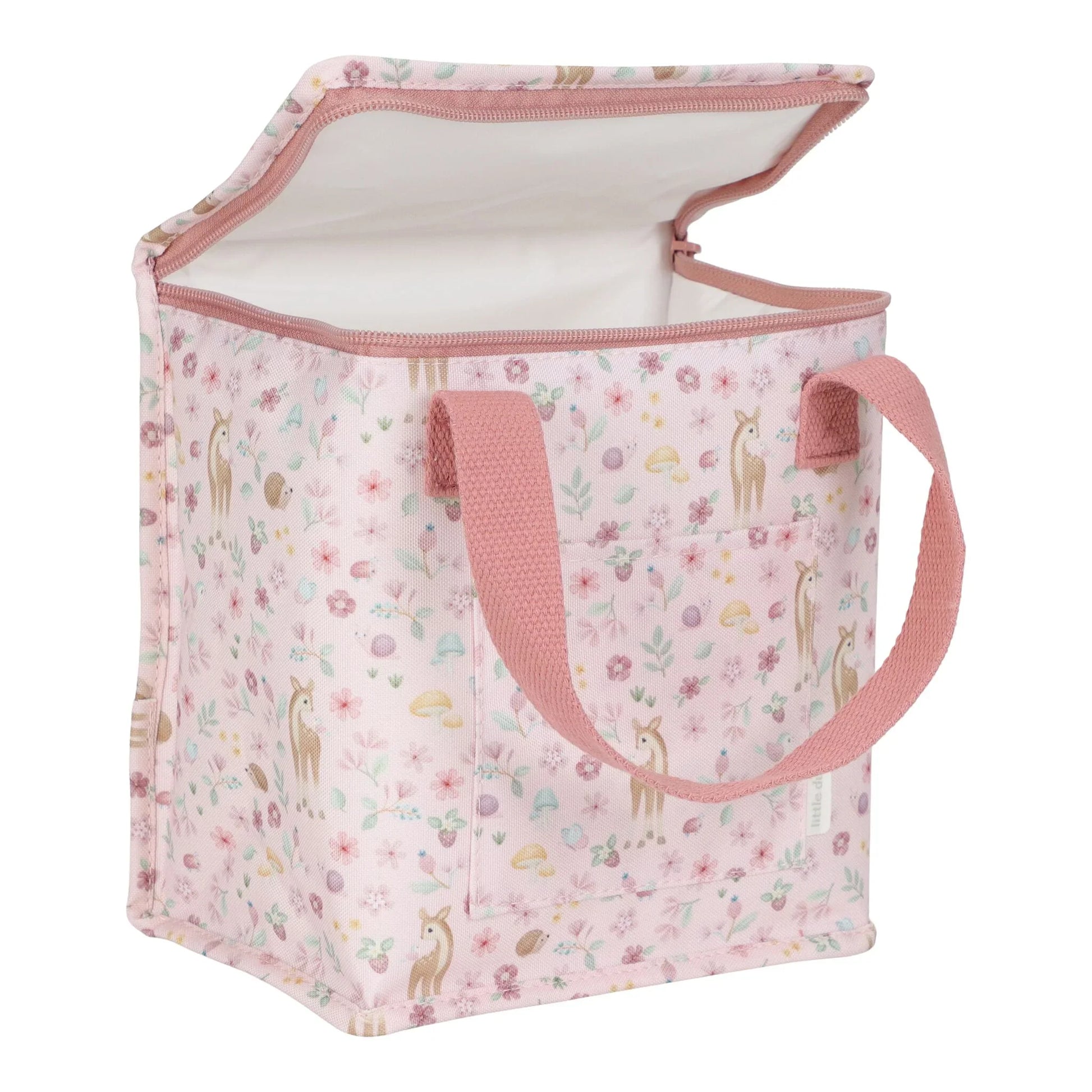 Borsa frigo Little Dutch Fairy Garden, perfetta per merenda, con design colorato e dettagli a tema fiore e farfalla.