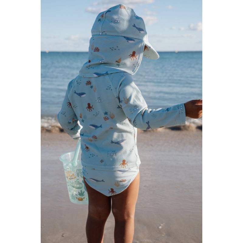 Pannolino da bagno Little Dutch Ocean Friends Mare per bambini 3-6 mesi, fantasia marittima con animali marini.