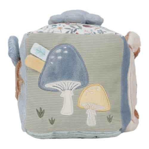Cubo sensoriale morbido e multiattività Little Dutch Forest Friends, giochi per neonati con figure colorate e texture varie