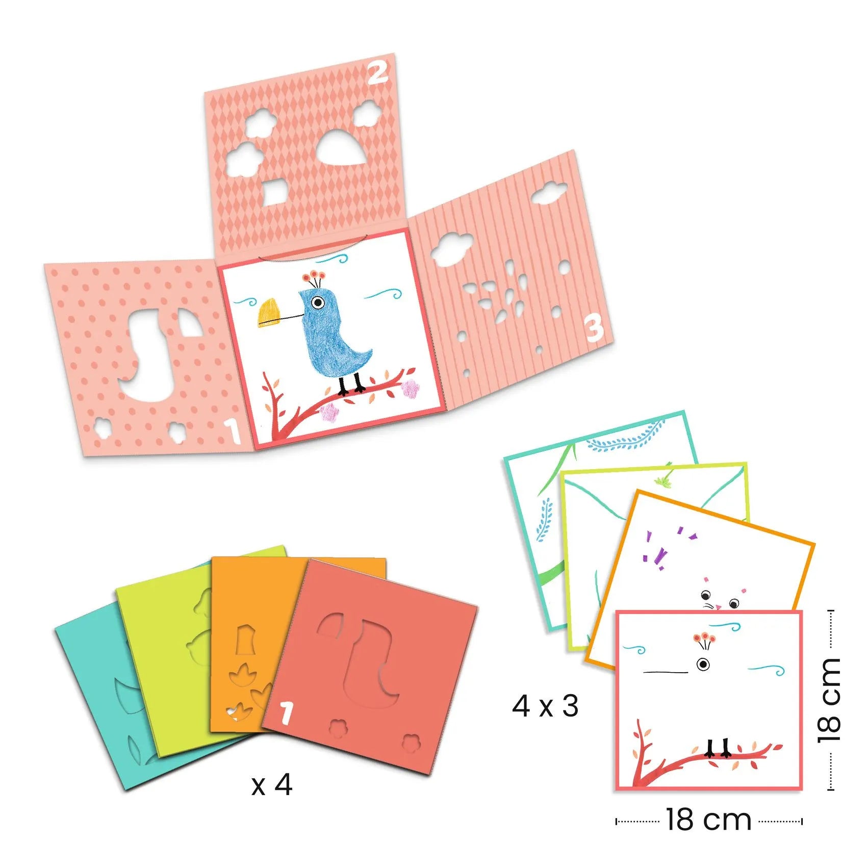 Djeco 3 Stencil per un'immagine - Emotions Toy