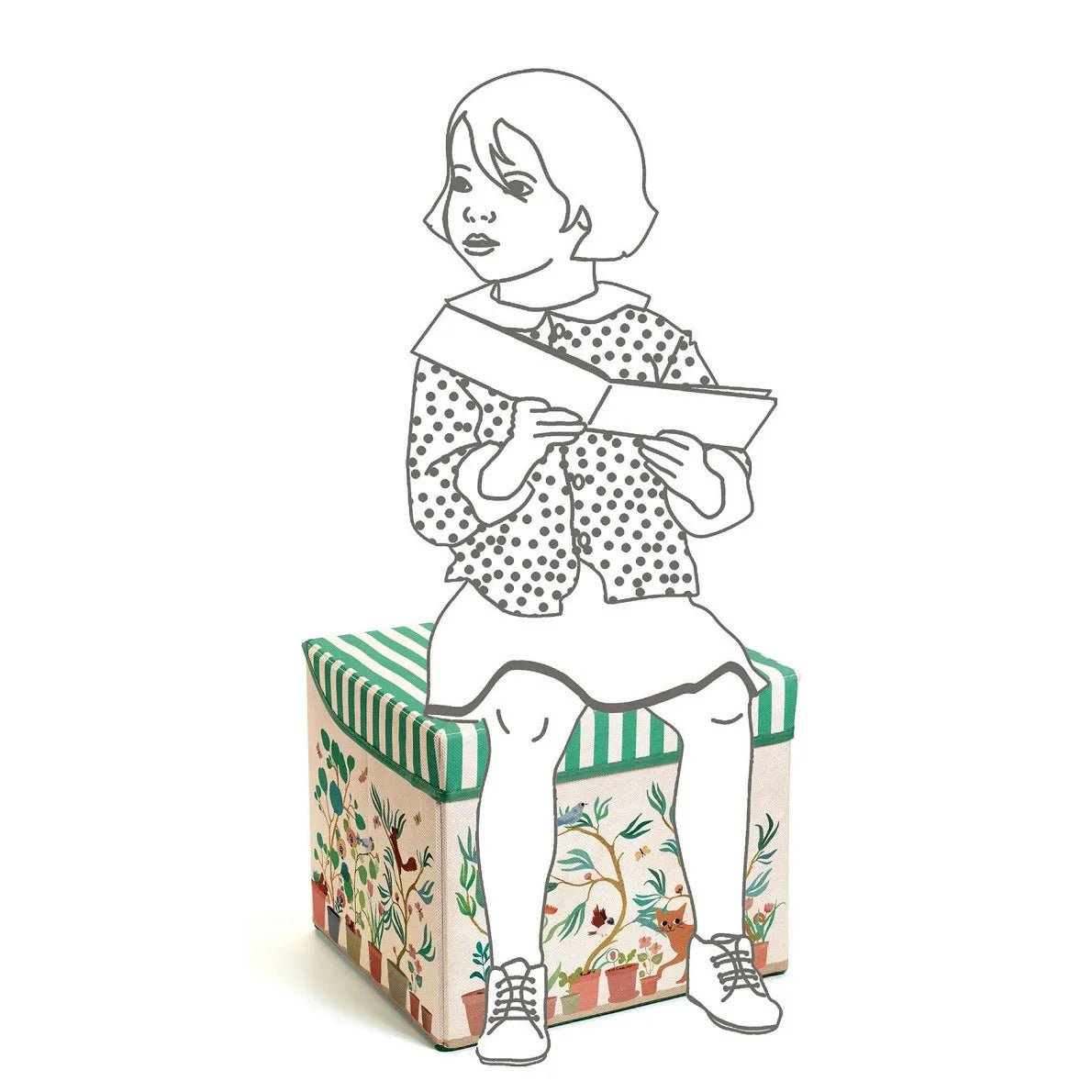Djeco Little Big room Scatola portagiochi con seduta Giardino - Emotions Toy