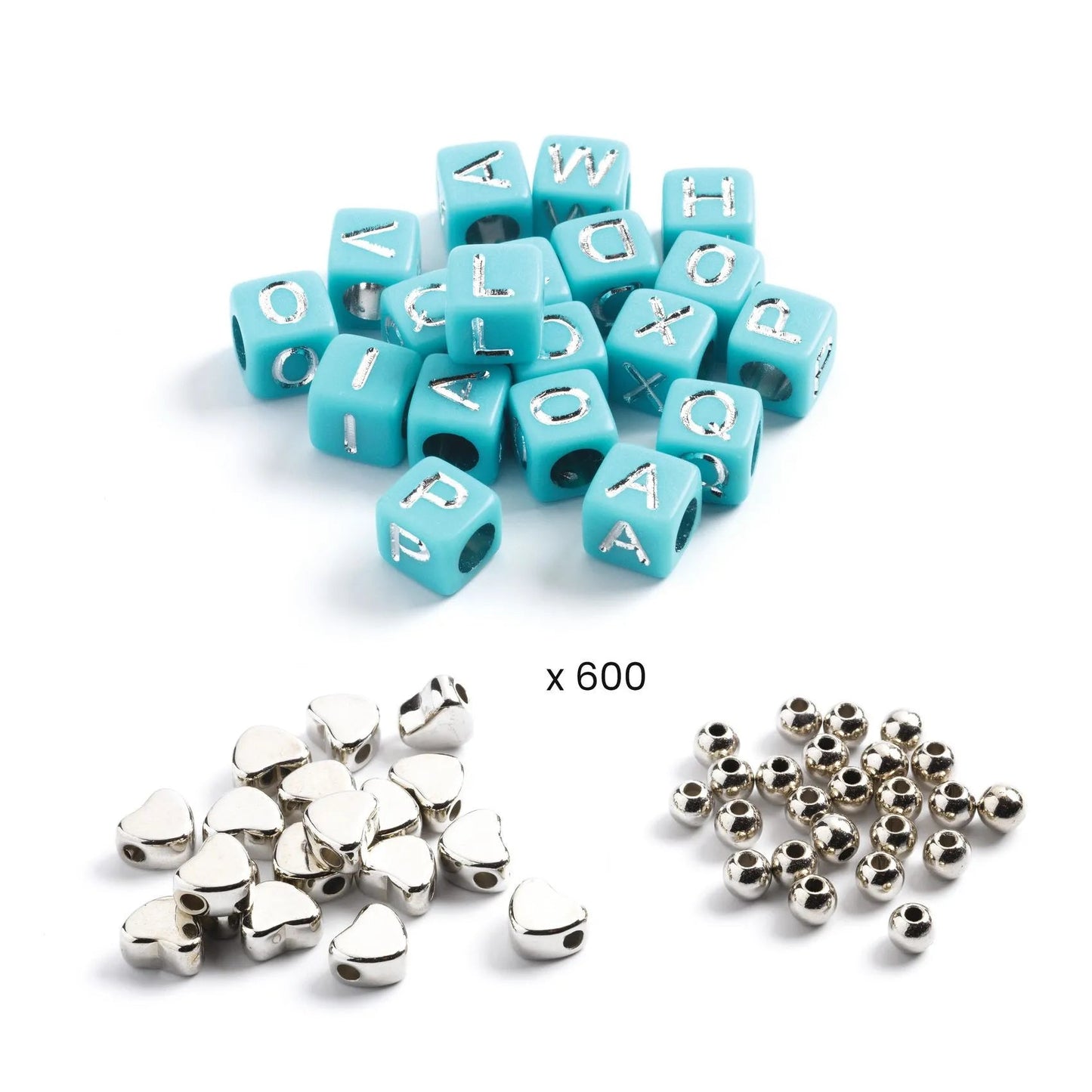 Djeco Set creativo con perle Alfabeto con effetti argentati - Emotions Toy