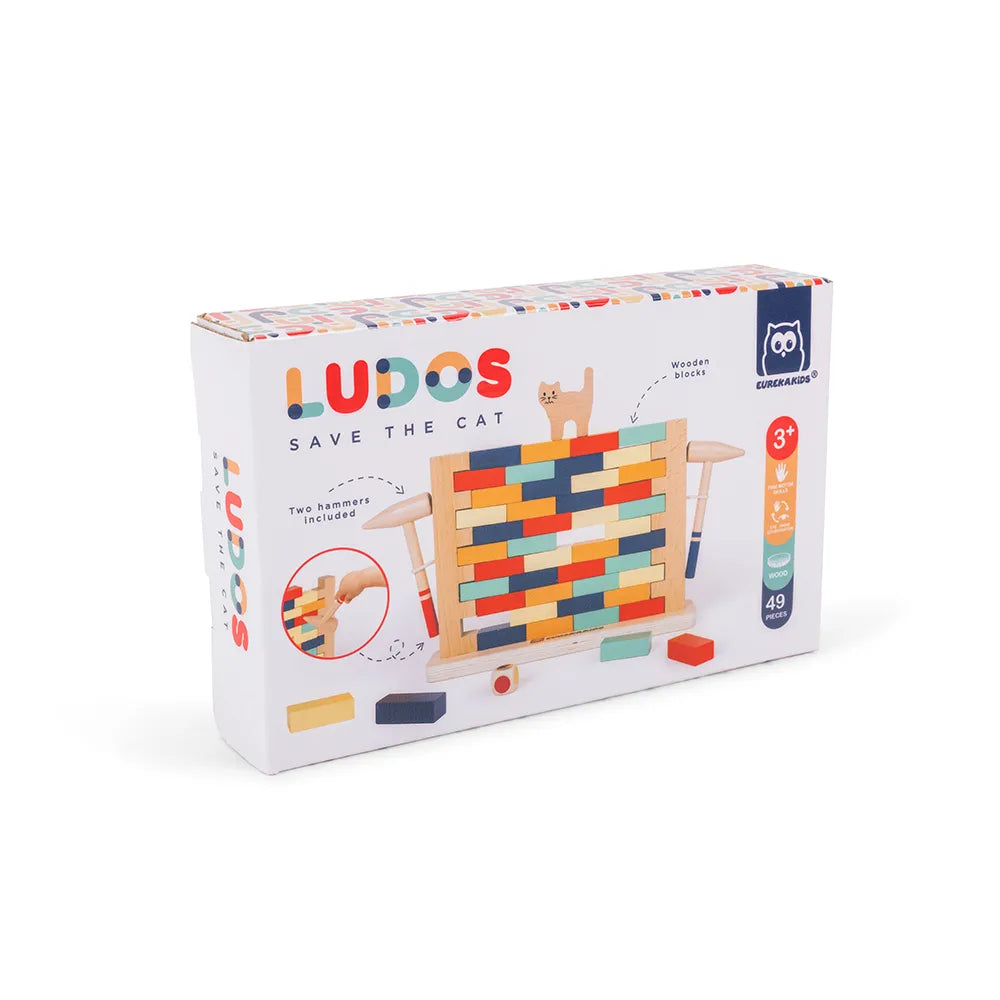 Gioco da tavolo Eurekakids Ludo Save The Cat con pedine colorate e tabellone illustrato, ideale per giochi di società per bambini