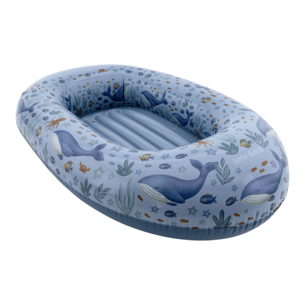 Pattino gonfiabile Little Dutch Ocean World Blu per bambini, con design marino e dettagli colorati, ideale per il mare.