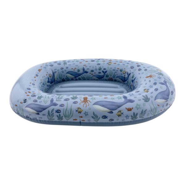Canotto gonfiabile Little Dutch Ocean World blu, ideale per il mare, con dettagli vivaci e design divertente per bambini.