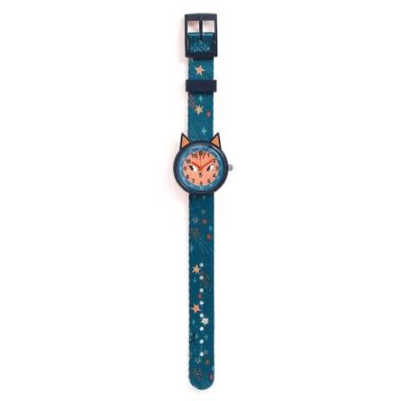 Orologio al quarzo Djeco Ticlock con design di scoiattolo, orologio da polso colorato e giocoso per bambini, con lancette e numeri visibili