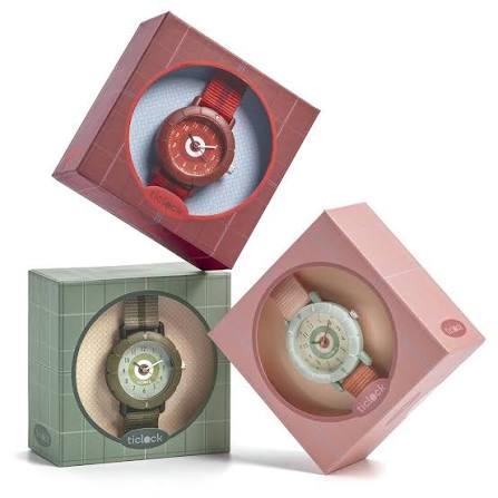 Orologio al quarzo Djeco Ticlock Bersaglio Verde con cinturino e quadrante colorato, design giocoso e moderno.