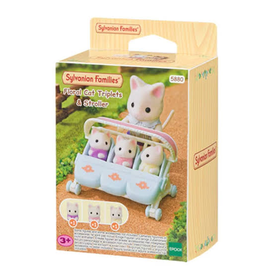 Epoch 5880 Sylvanian  Families -Set Passeggino Trigemini Gatto Flora