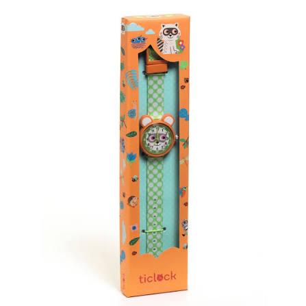 Orologio al quarzo Djeco Ticlock con design di orsetto, movimento preciso e quadrante colorato, adatto ai bambini.