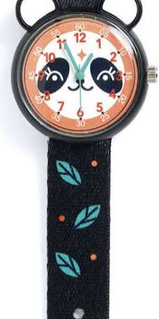 Orologio al quarzo Djeco Ticlock Panda con quadrante decorato e cinturino in silicone, design giocoso e colorato per bambini