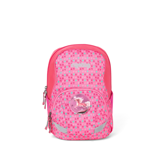 Zaino ergobag Tempo Libero Confetti con motivo colorato, tasche frontali e spallacci regolabili, vista frontale.