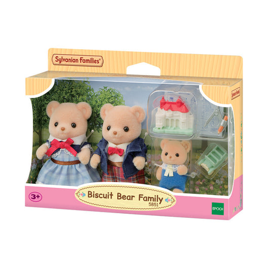 Set di gioco Epoch 5851 Famiglia dell'Orso Biscotto Sylvanian Families con figure di orsi e accessori dettagliati.
