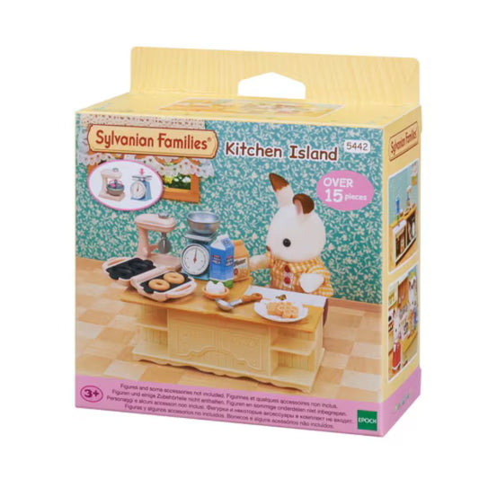 Set di gioco Epoch Sylvanian Families Isola da cucina con dettagli realistici e accessori per il gioco immaginativo.