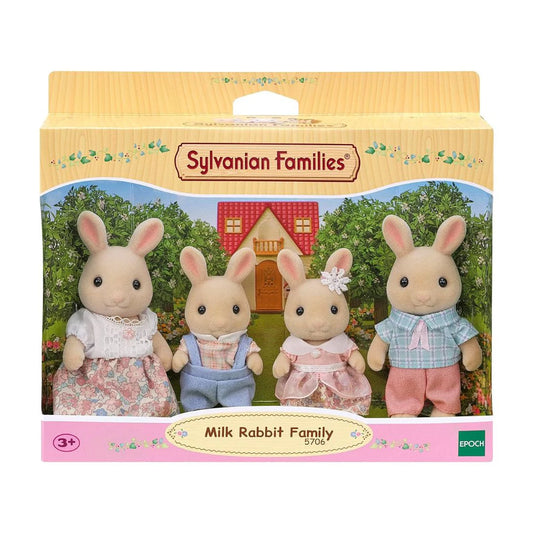 Set di gioco Epoch 5706 Famiglia Coniglio latte Sylvanian Families con figure di conigli e accessori in dettaglio