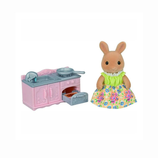 Set da cucina di mamma Coniglio Sylvanian Families Epoch 5776, con dettagli realistici e accessori per il gioco.