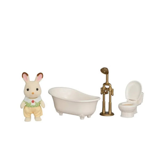 Set da bagno di bebè coniglio cioccolato Epoch 5779 Sylvanian Families, gioco immaginario con accessori per bambini