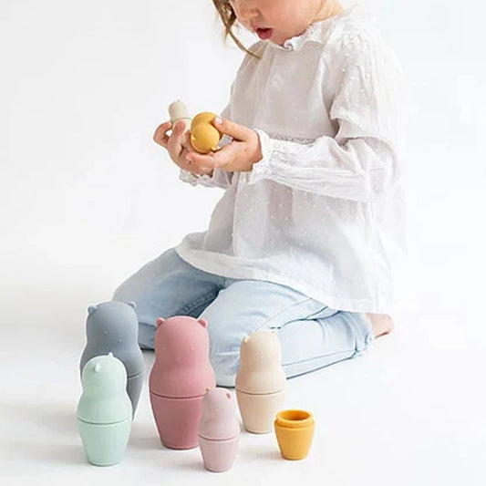 Saro Baby Matrioske impilabili in silicone Rosa - Emotions Toy