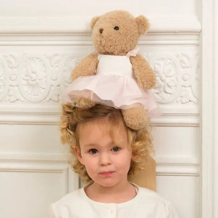 Orsetto peluche ballerina Egmont Toys con vestito rosa e scarpette da balletto, morbido e coccoloso.