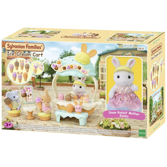 Carretto dei gelati Sylvanian Families Epoch, set gioco con dettagli colorati e figure di personaggi per i bambini.