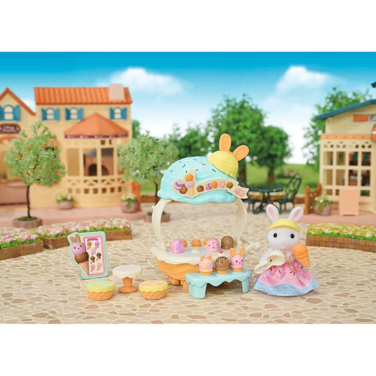 Carretto dei gelati Sylvanian Families di Epoch, set di gioco con dettagli colorati e accessori per il gioco dei bambini.